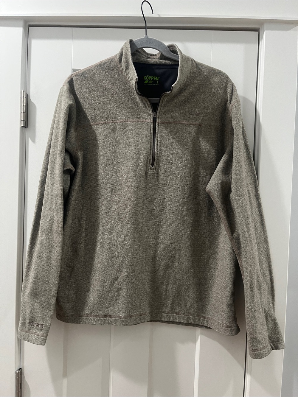 Koppen Men's Half-Zip Fleece Pullover in Taupe Large